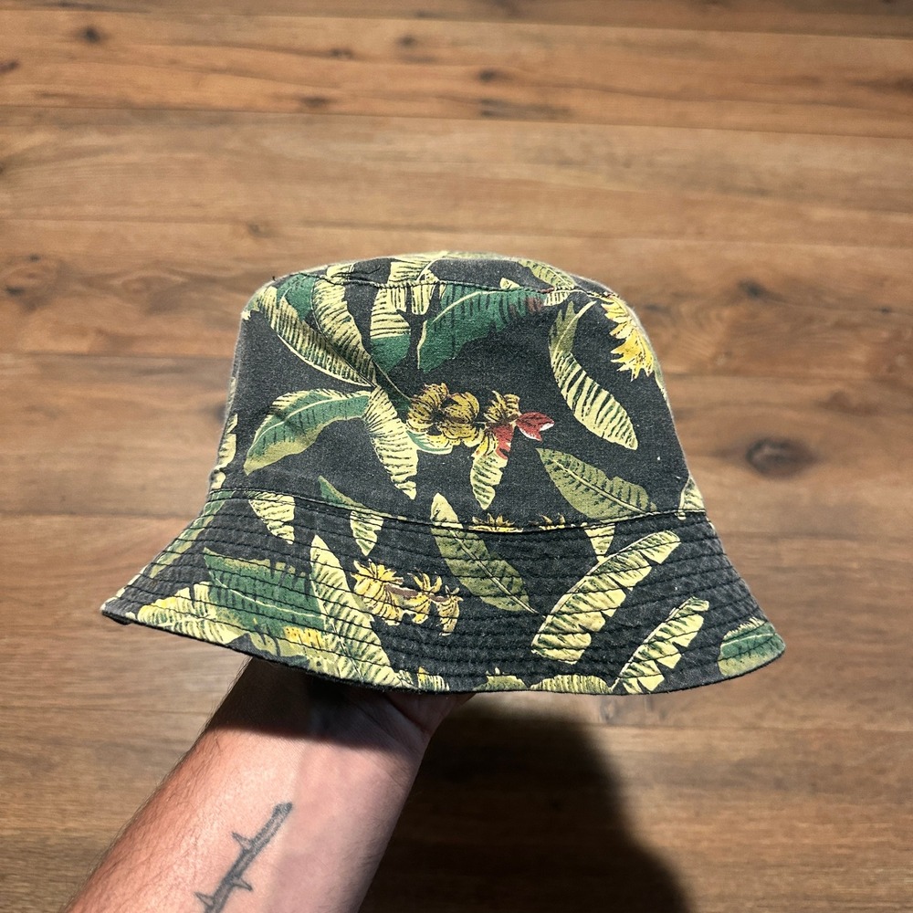 CSI Black Tropical Floral Reversible Bucket Hat Men OS